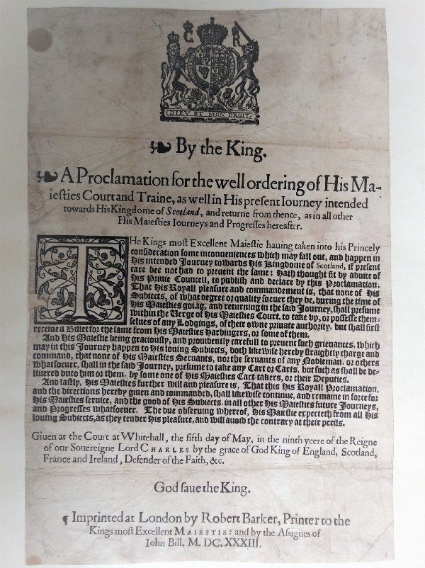 Single printed page of text with royal symbol at top