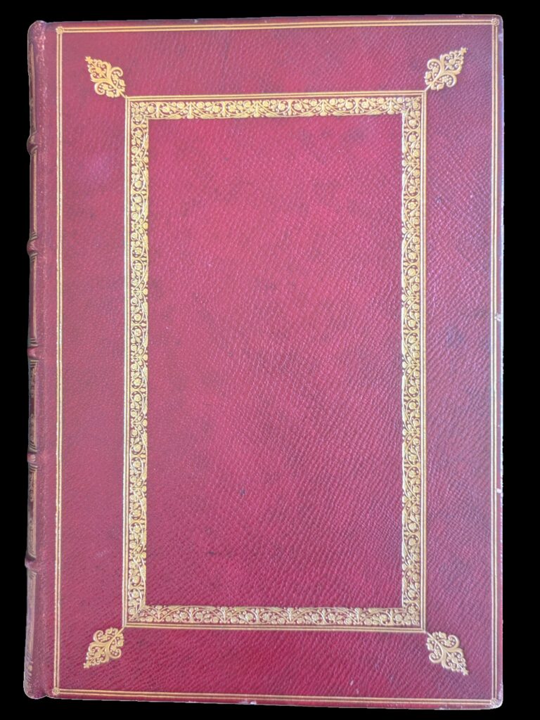 Red leather cover with gold decoration