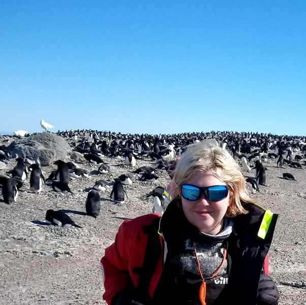 Chloe Kaczvinsky pictured with penguins!