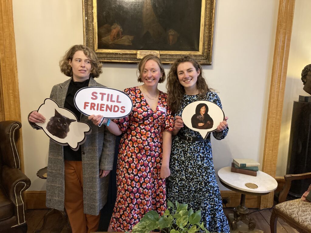 Image of Rebecca at her 2012-2013 Gaudy at Hertford with friends, in April 2023.
