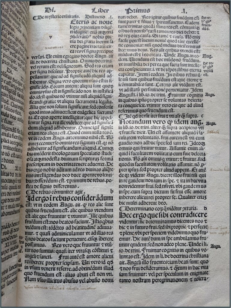 Early modern printed text with early modern pen annotations in margins