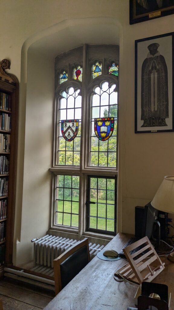 Stained glass window in Balliol Library