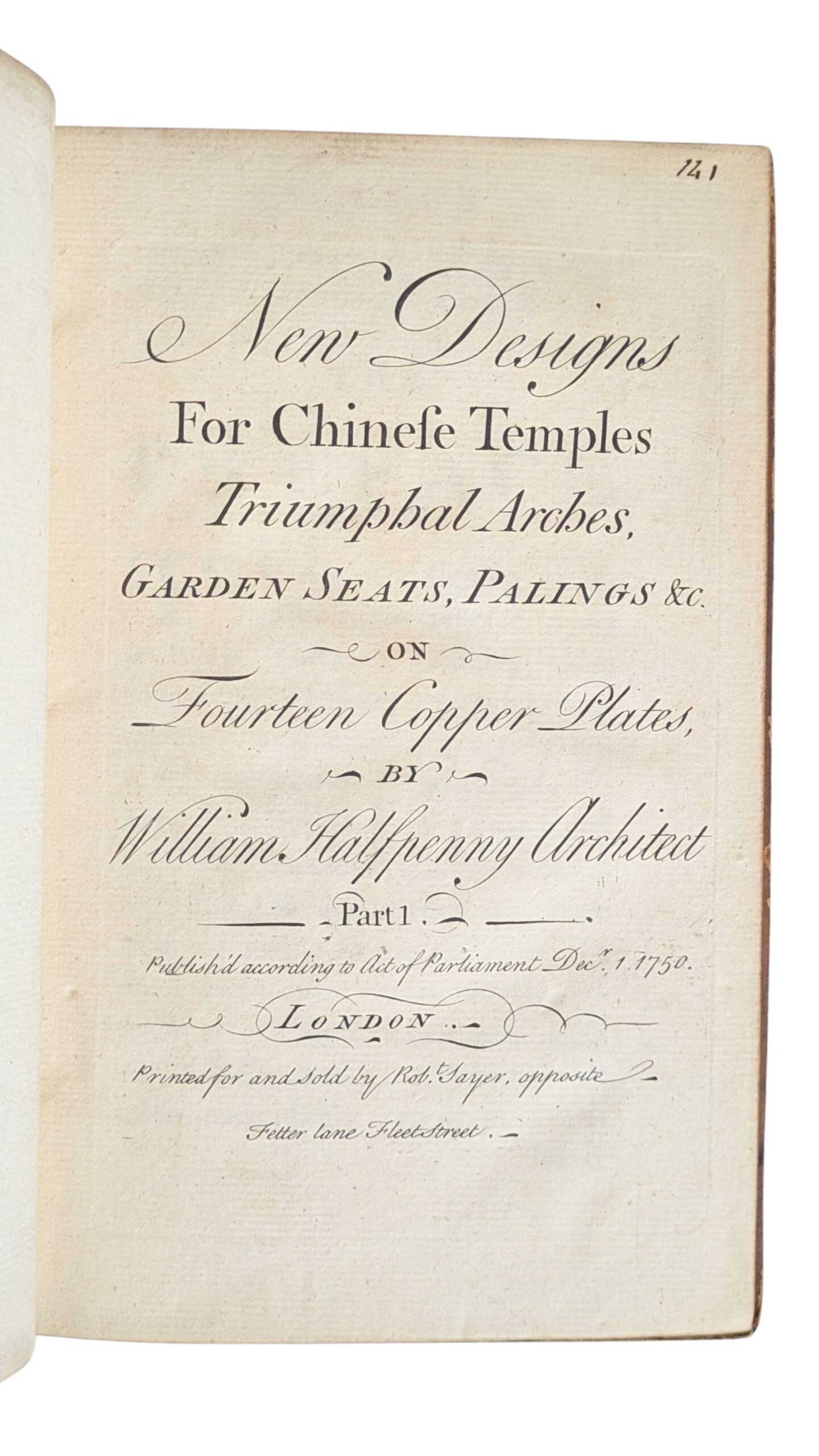 Copperplate title page of New designs for Chinese temples